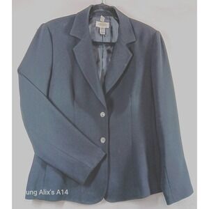 TALBOTS Womens Blazer Jacket Black Triacetate Blend 2 Button Clasic‎ Sz 8  USA